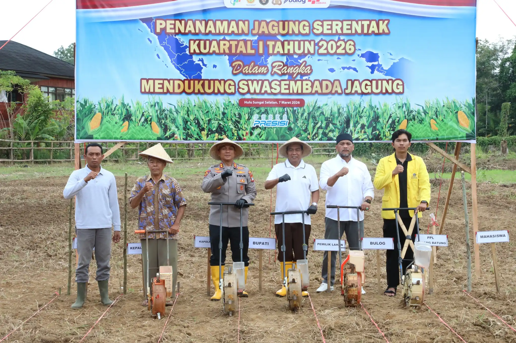 Dukung Ketahanan Pangan, Polres HSS Gelar Penanaman Jagung Bersama