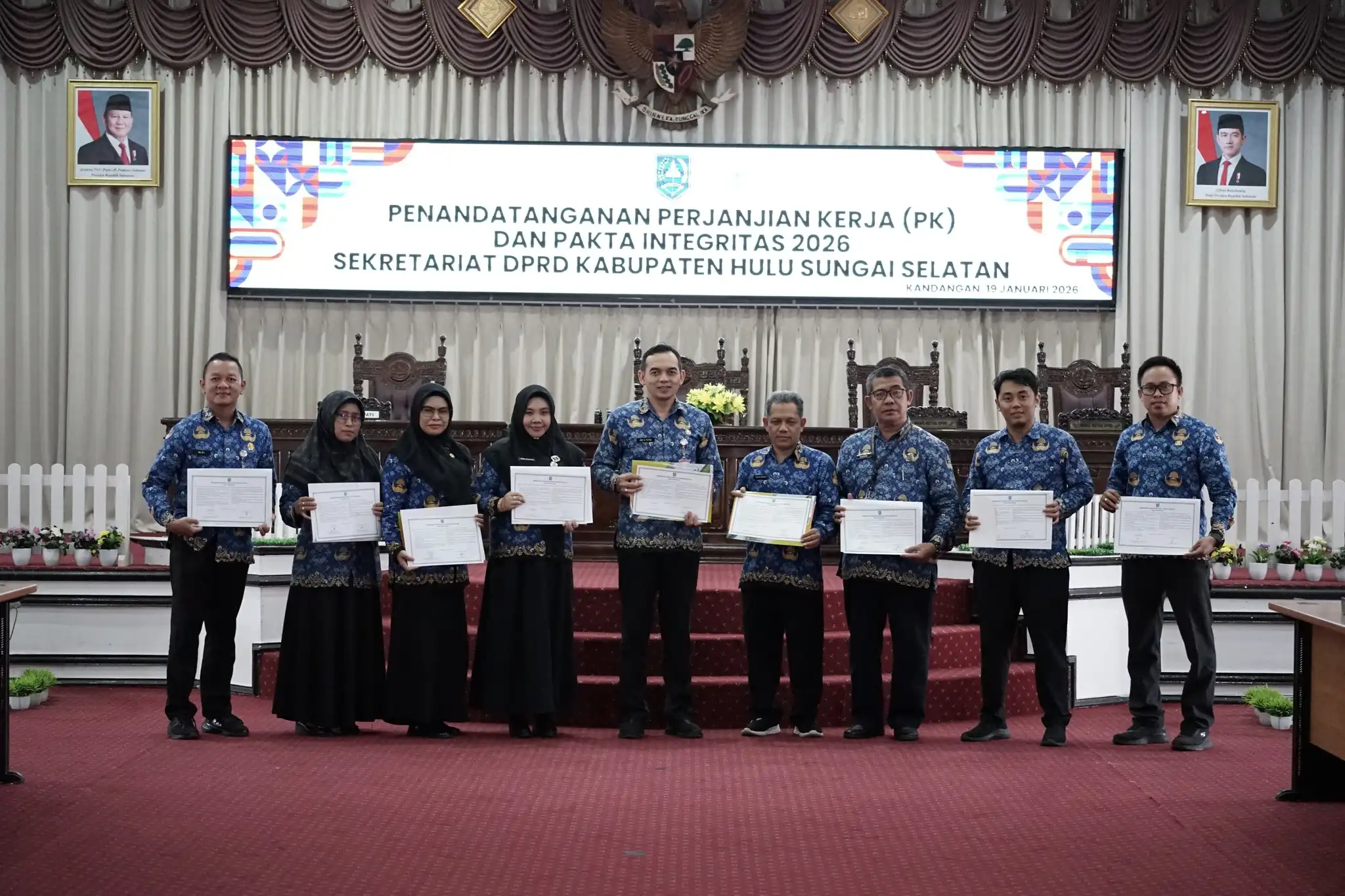 Perkokoh Integritas ASN, Sekretariat DPRD HSS Tandatangani Perjanjian Kerja dan Pakta Integritas 2026